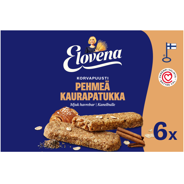 Elovena 6x30g cinnamon roll flavor soft oat bar