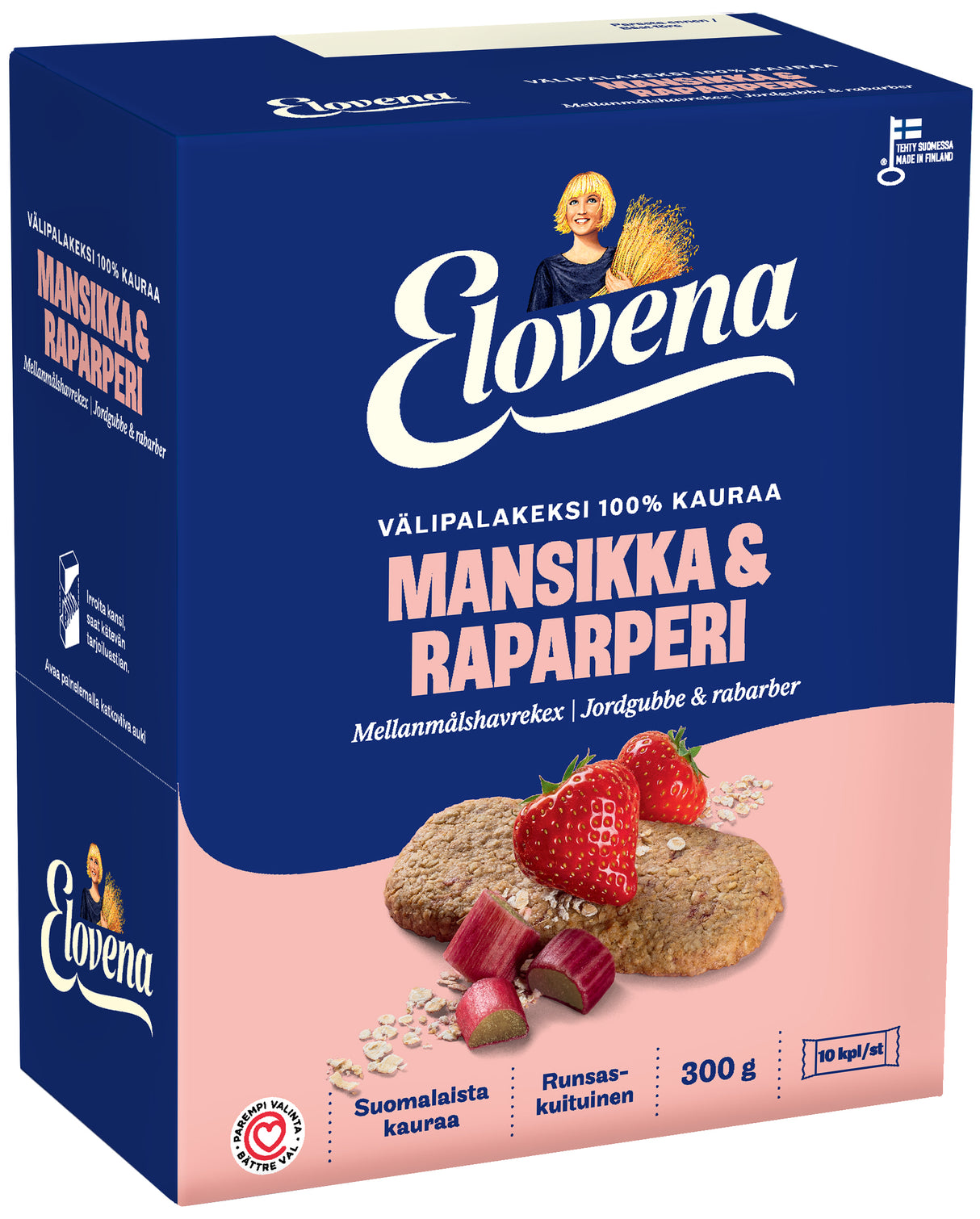 Elovena 10x30g strawberry-rhubarb wholegrain snack biscuit 100% oats
