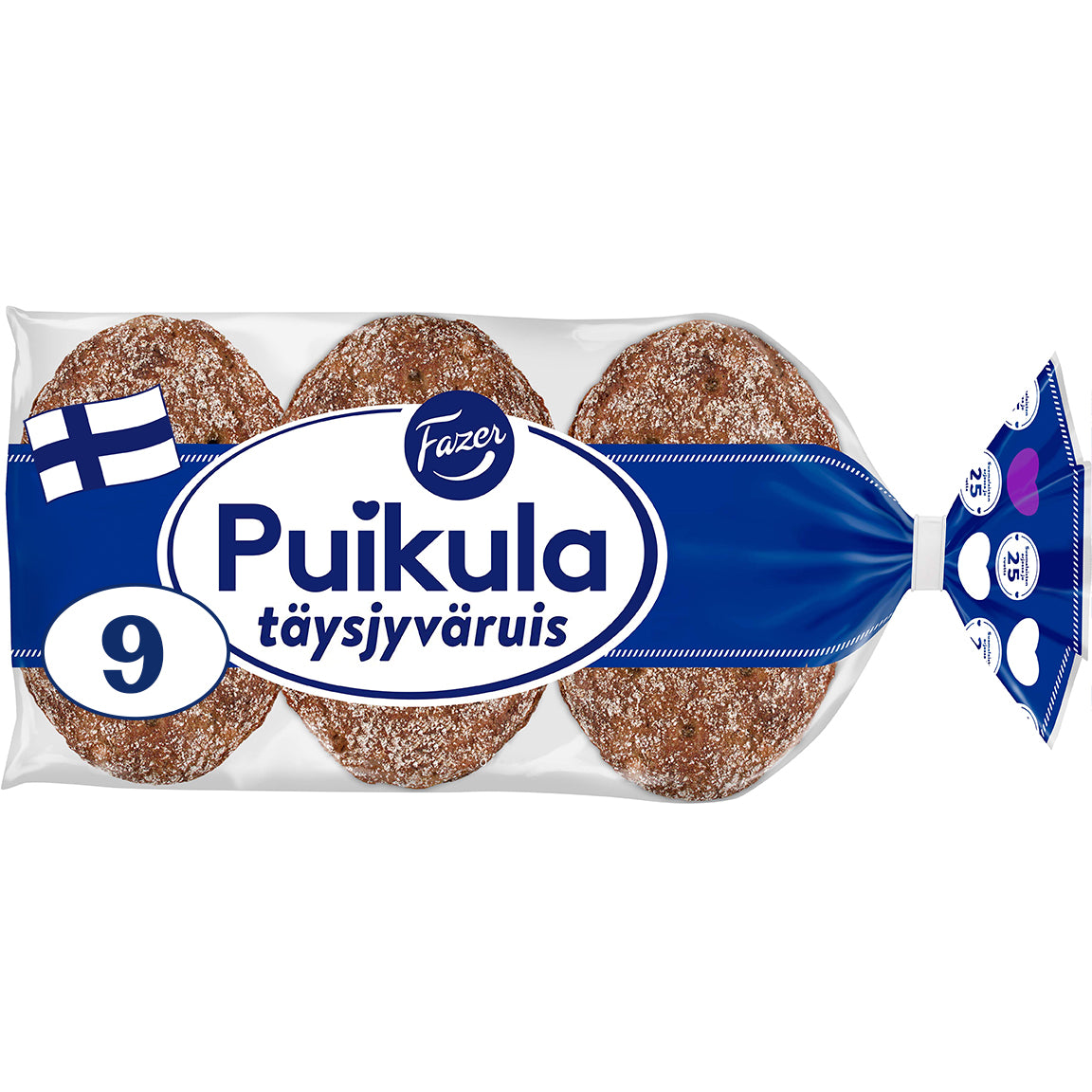 Fazer Puikula Whole rye bread 9pcs 500g, wholegrain rye bread
