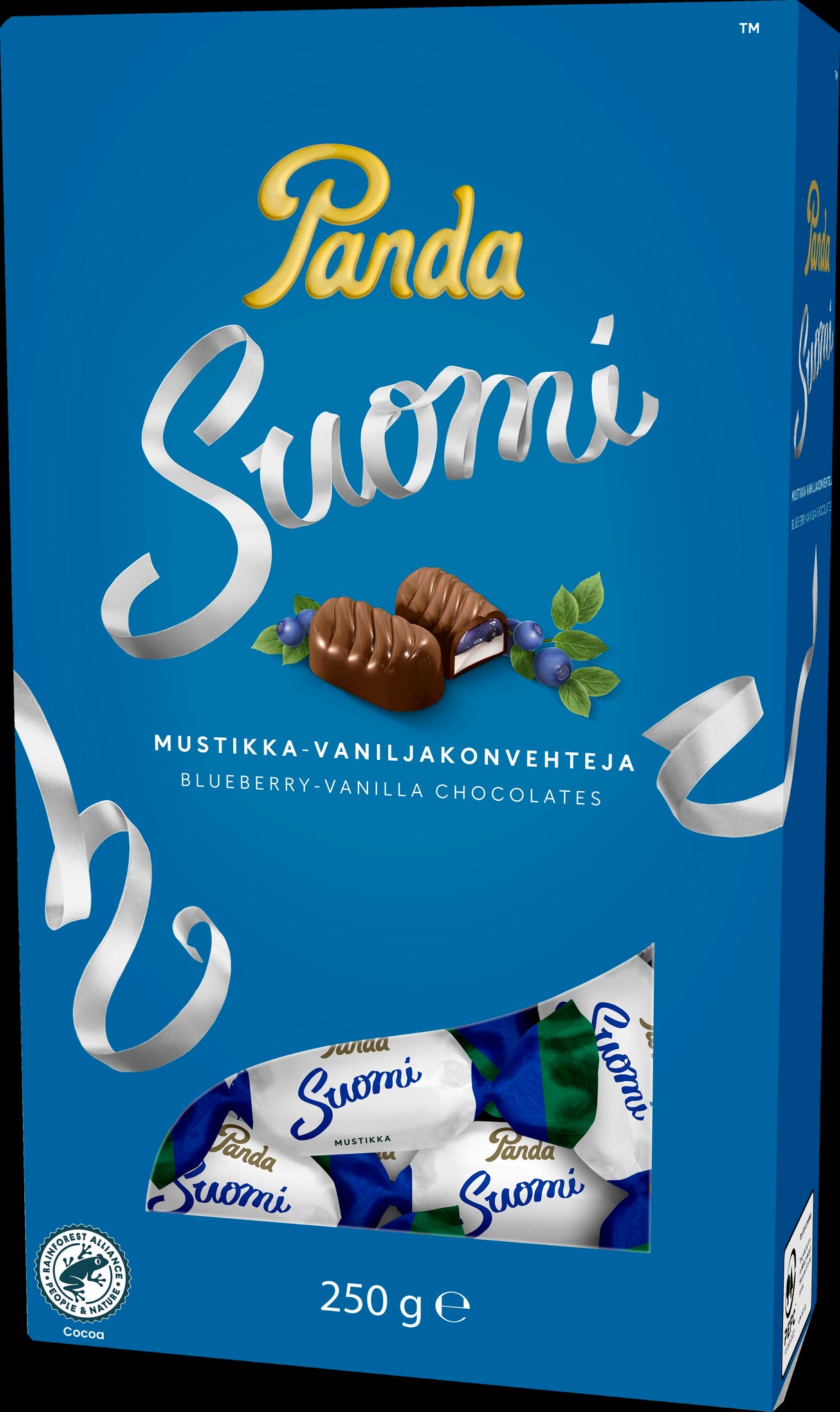 Panda Suomi mustikka vanilja suklaakonvehti 250g
