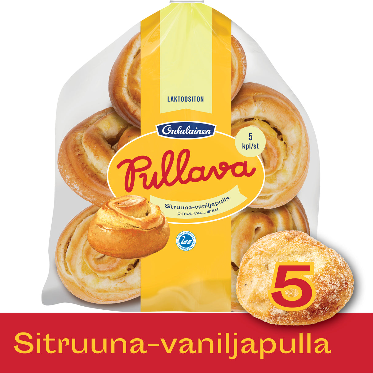 Oululainen Pullava Lemon and Vanilla bun 5pcs 275g