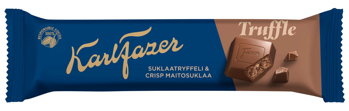 Karl Fazer milk chocolate countline with chocolate truffle filling and crips 37g