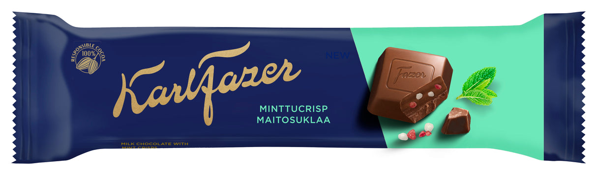 Karl Fazer maitosuklaapatukka minttucrisp 37g