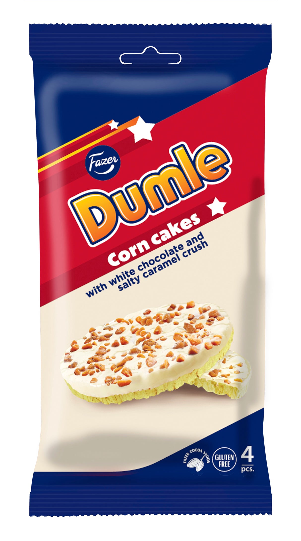 Fazer Dumle corn cake with white chocolate and salty caramel 4pcs 66g