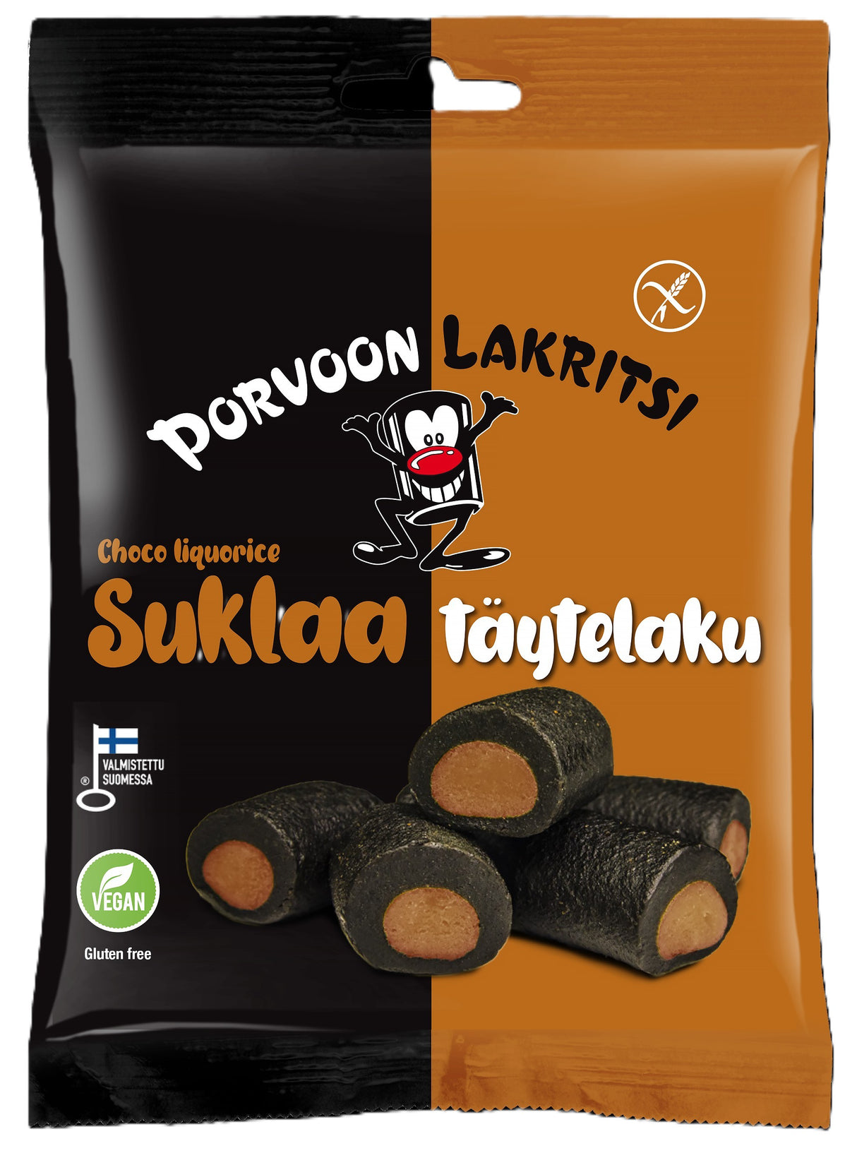 Porvoon Lakritsi Glutenfree filled liquorice chocolate150g liquorice with chocolateflavored filling