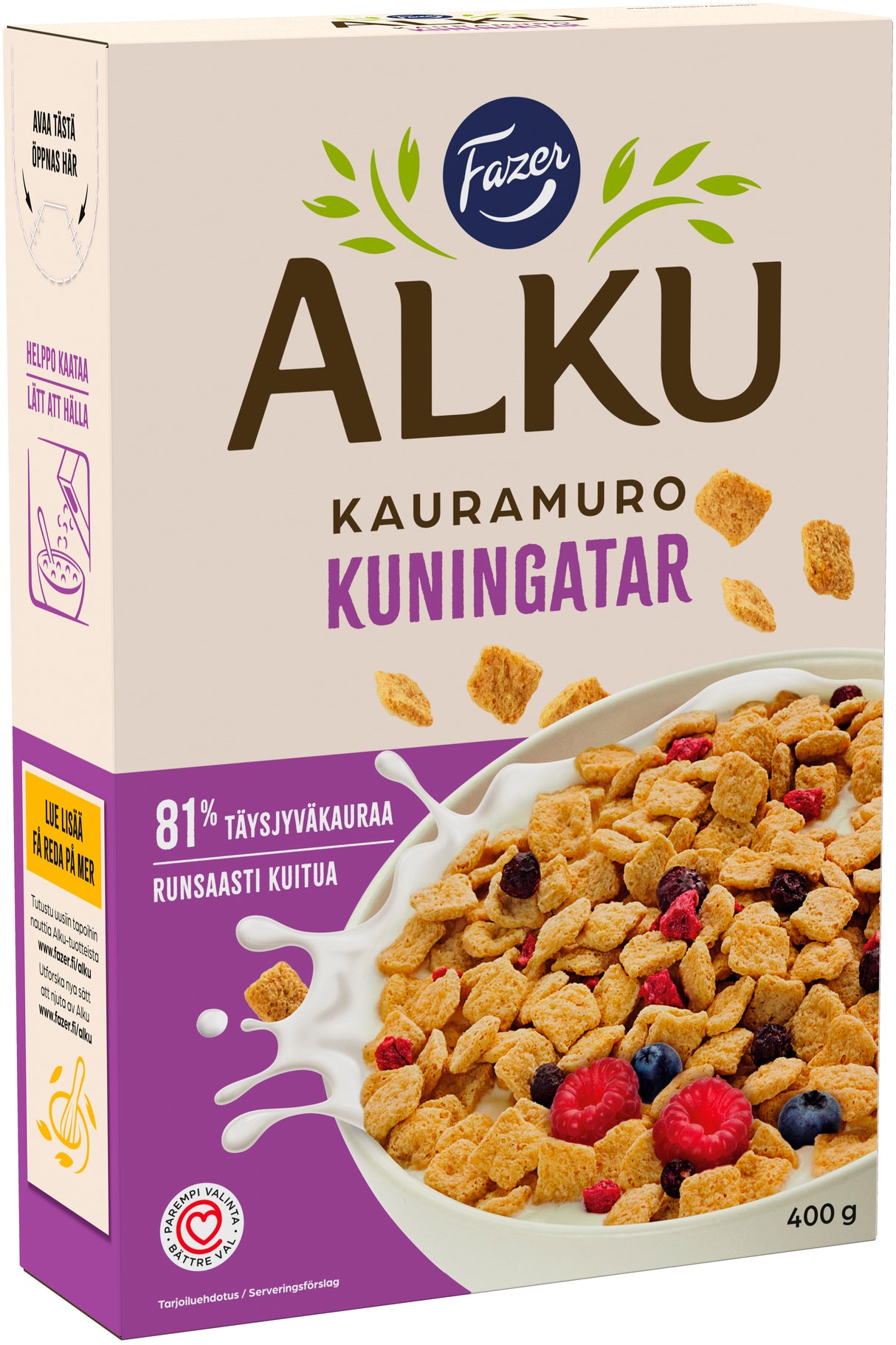 Fazer Alku Raspberry & blueberry oat cereal 400 g