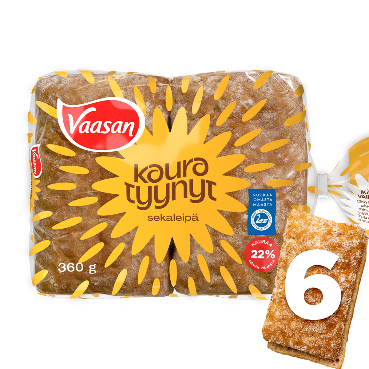 Vaasan Kauratyynyt 360 g 6 pcs White Bread