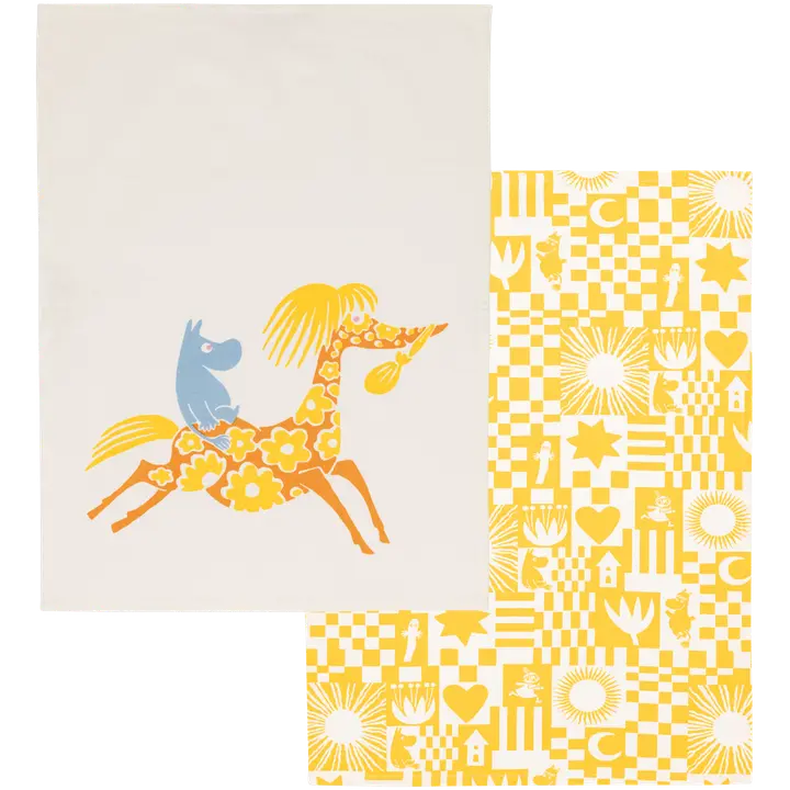 Moomin kitchen towel 50 x 70 Party Yellow GOTS