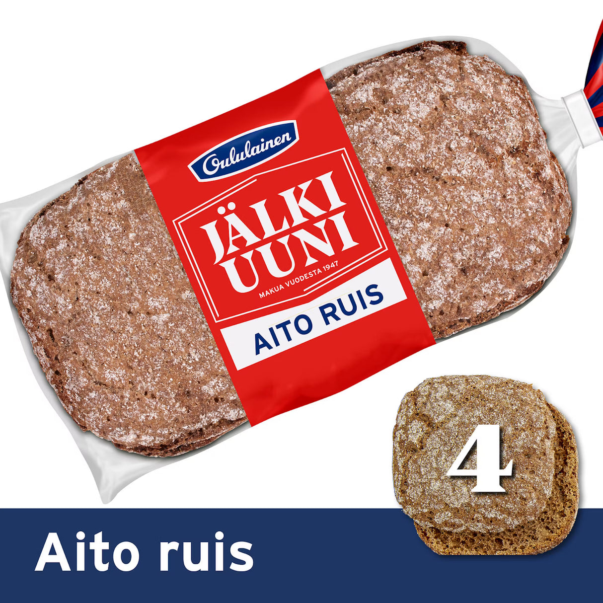 Oululainen Jälkiuuni Alkuperäinen Jälkiuunipala 4pcs 240g, whole grain rye bread