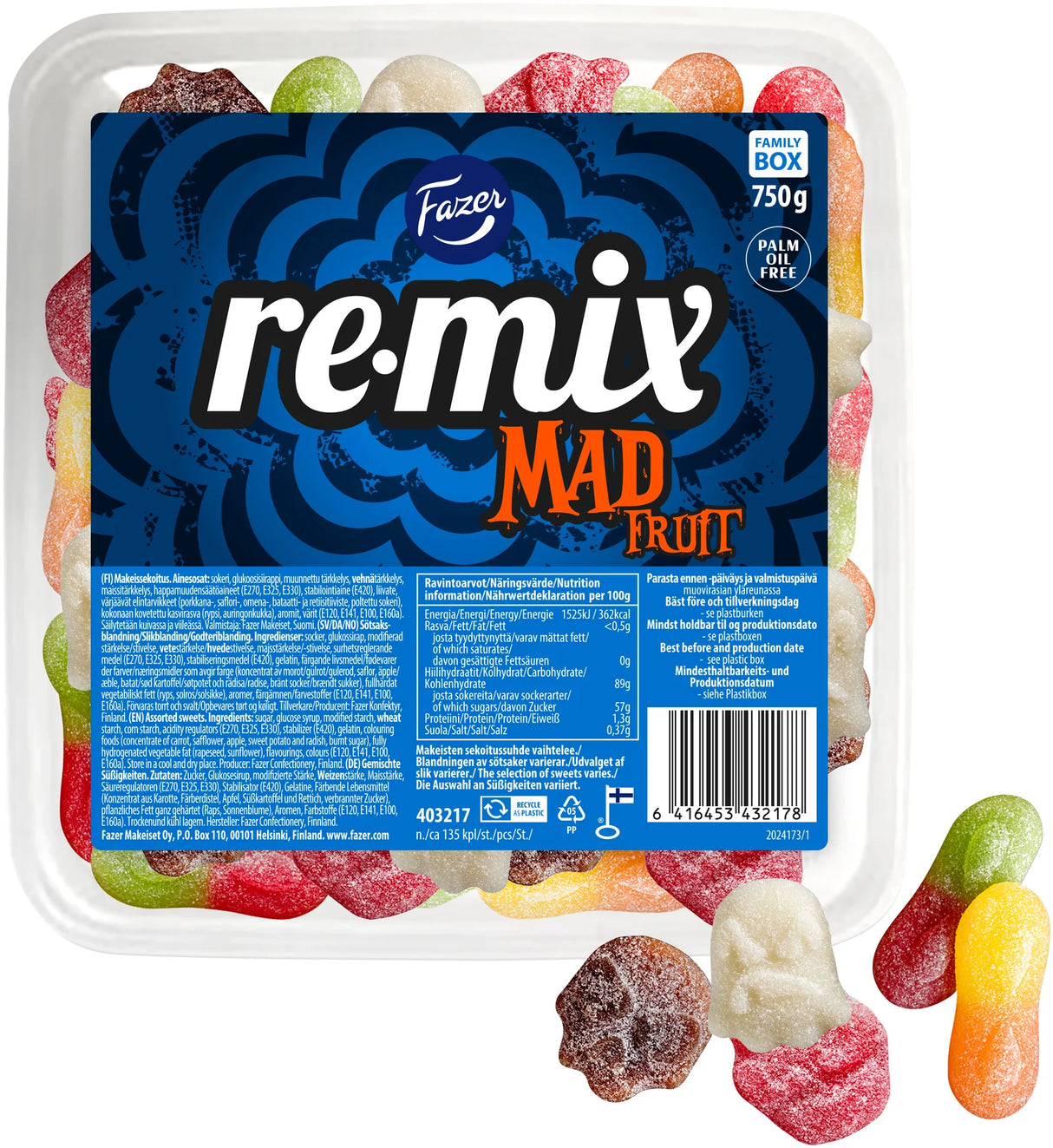 Fazer Remix Mad Fruit Mix irtokarkkilaatikko 750 g