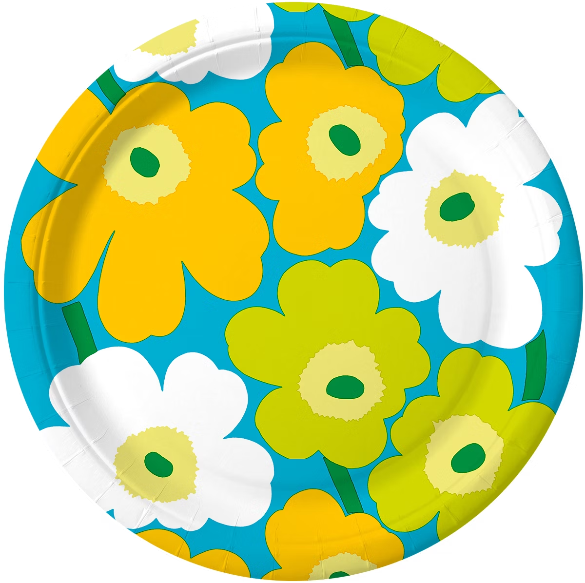 Marimekko Unikko teal Cardboard plate 23cm 10pcs