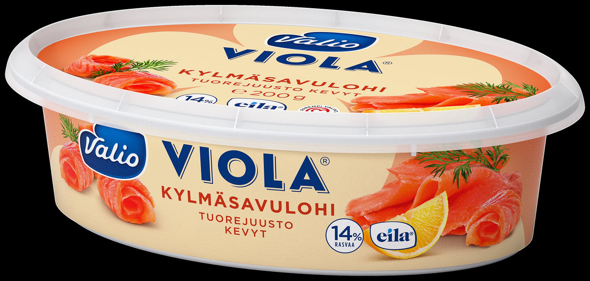 Valio Viola® kevyt e200 g kylmäsavulohi tuorejuusto laktoositon