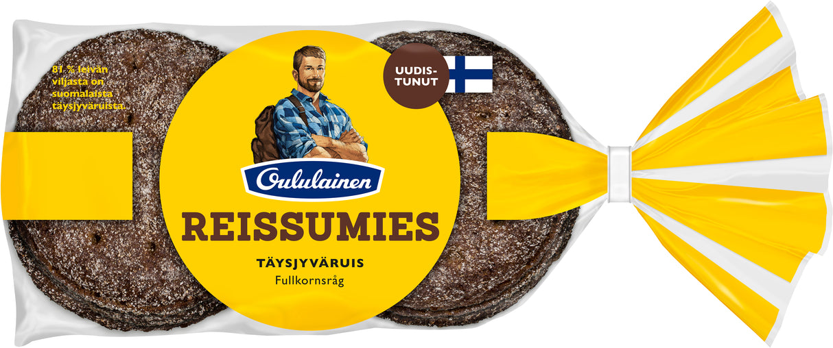 Oululainen Reissumies Whole grain rye bread 6 pieces 355g