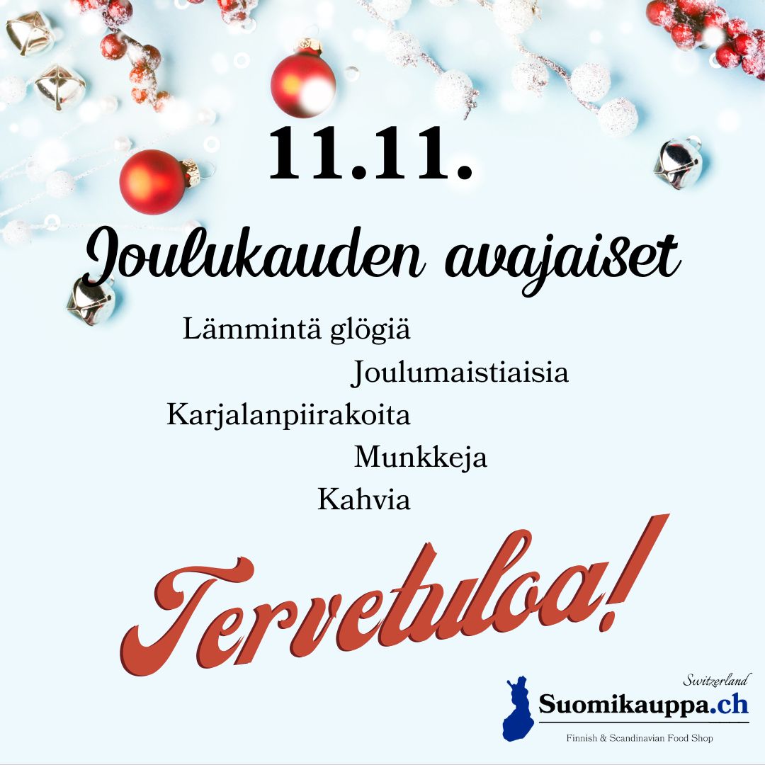 Lauantaina 11.11. joulukauden avajaiset myymälässä