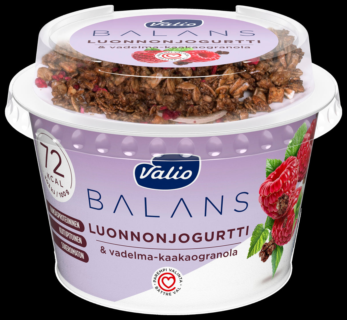 Valio Balans luonnonjogurtti ja vadelma-kaakaogranola 200 g laktoositon