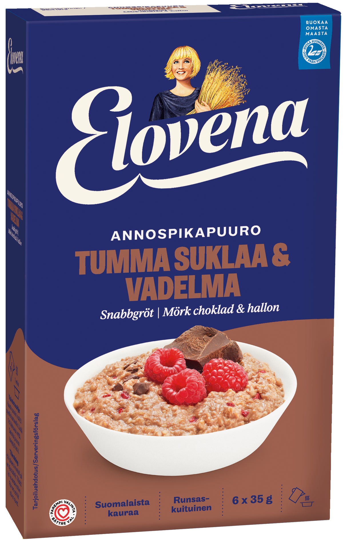 Elovena 210g dark chocolate-raspberry instant oatmeal