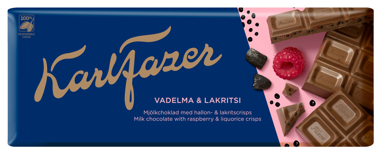 Karl Fazer raspberry & liquorice milk chocolate 200g