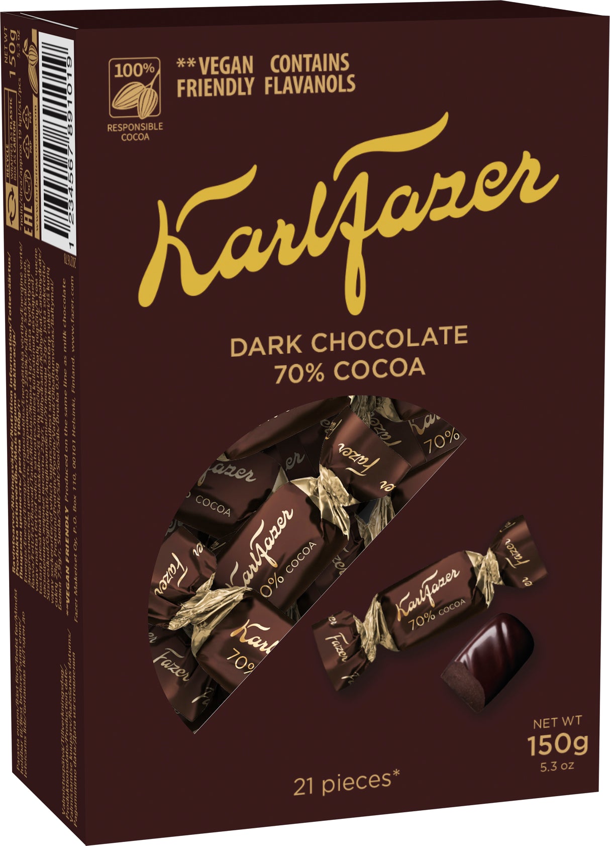 Karl Fazer Dark 70% cocoa suklaakonvehteja 150g