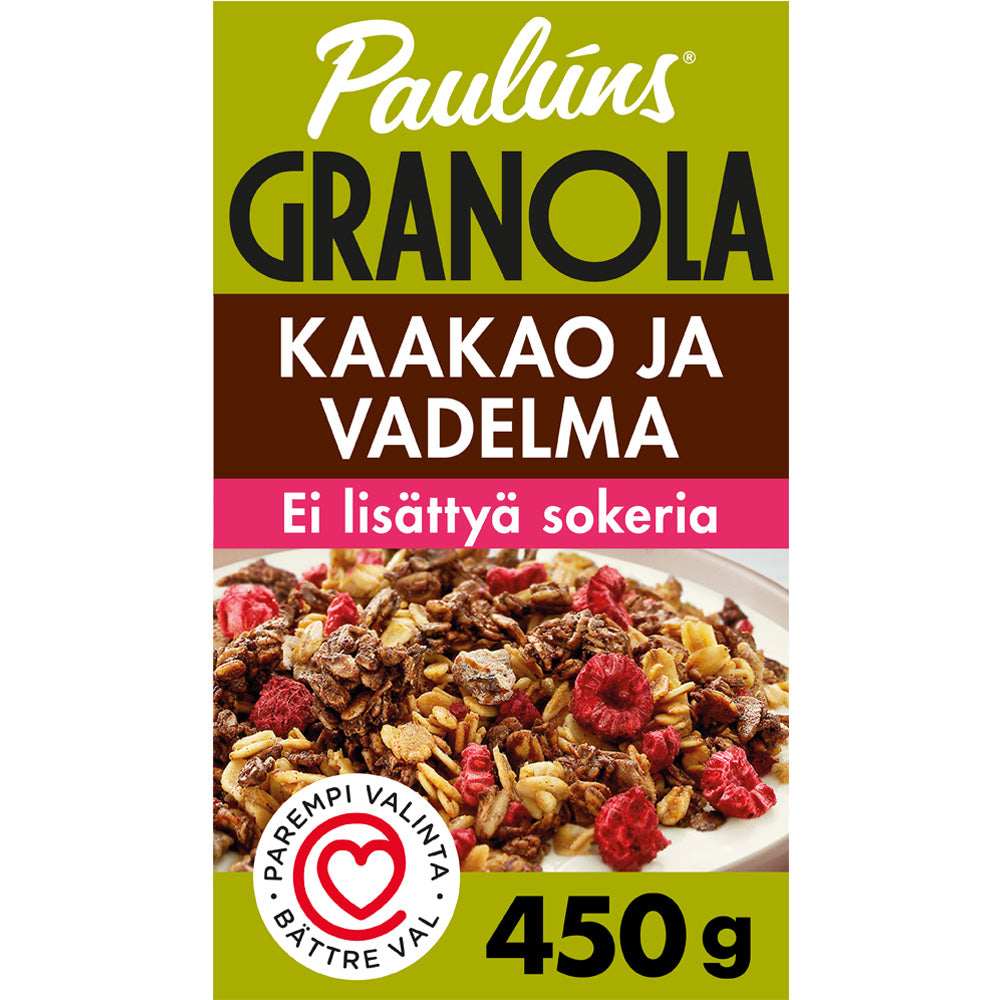 Paulúns kaakao ja vadelma granola muromysli 450g