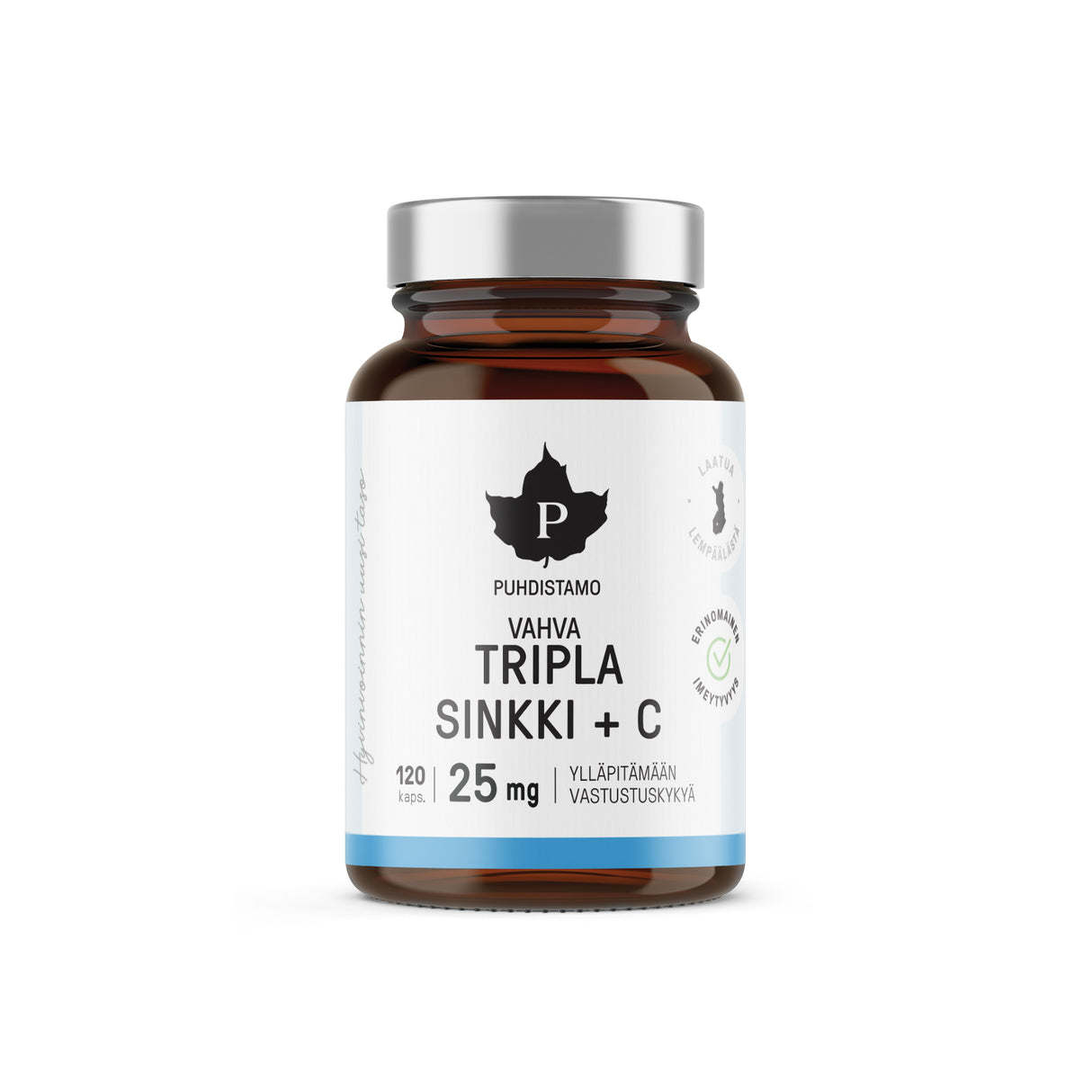 Puhdistamo Triple Zinc + C 25 mg 120 capsules