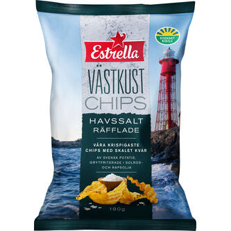 Estrella Västkustchips Havssalt Räfflade 180g Sea Salt chips