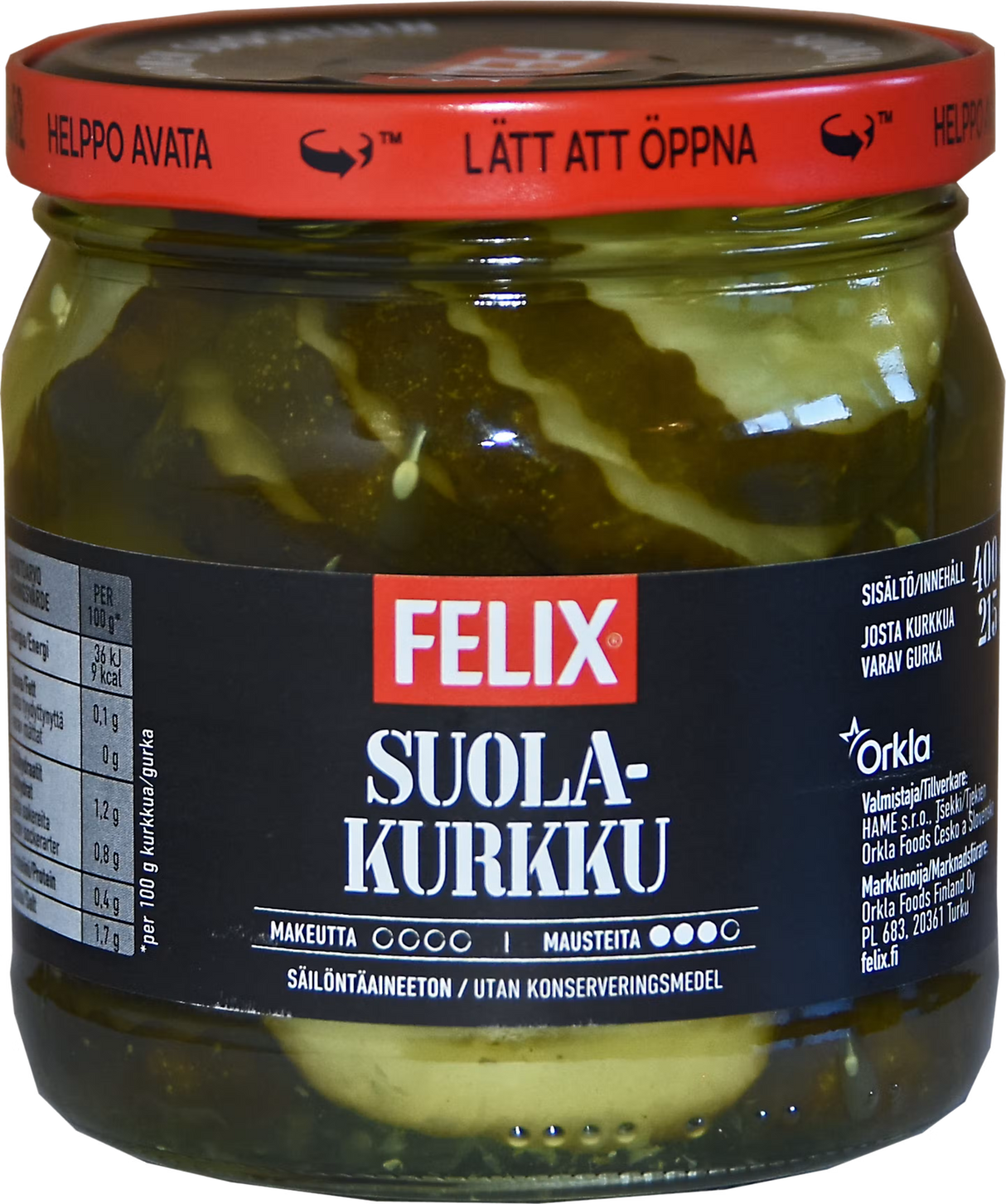 Felix suolakurkku sliced cucumbers in salty pickle 400/215g