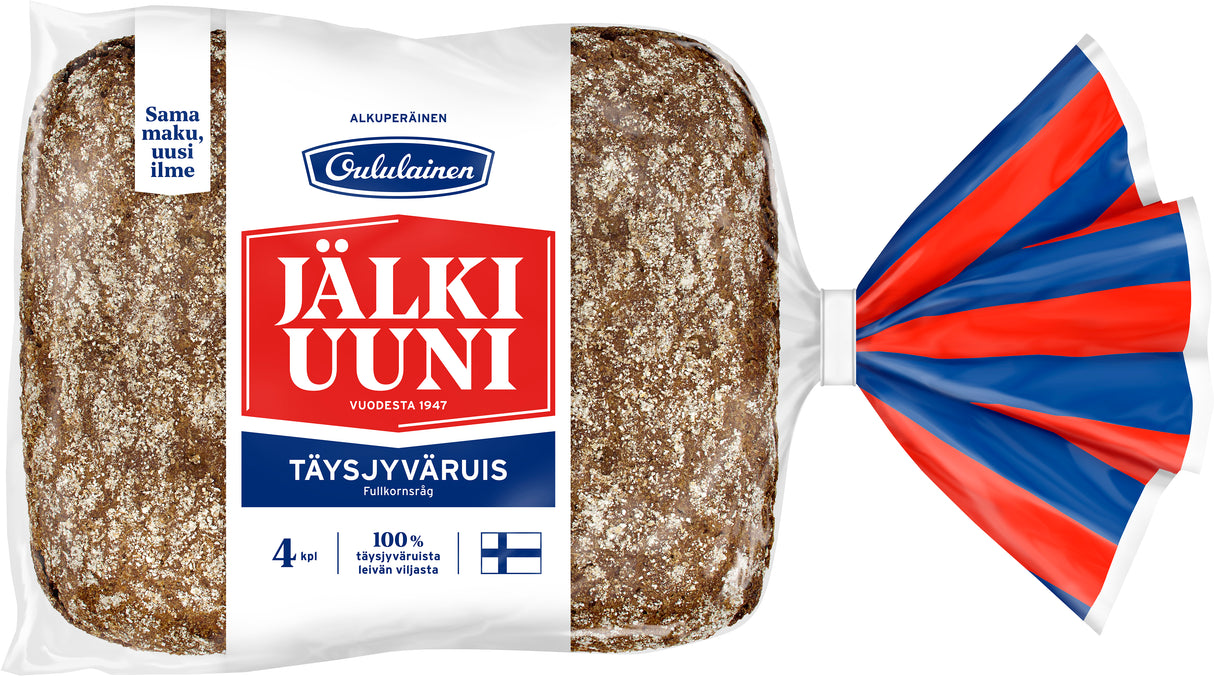 Oululainen Jälkiuuni Alkuperäinen Jälkiuunipala 4pcs 240g, whole grain rye bread