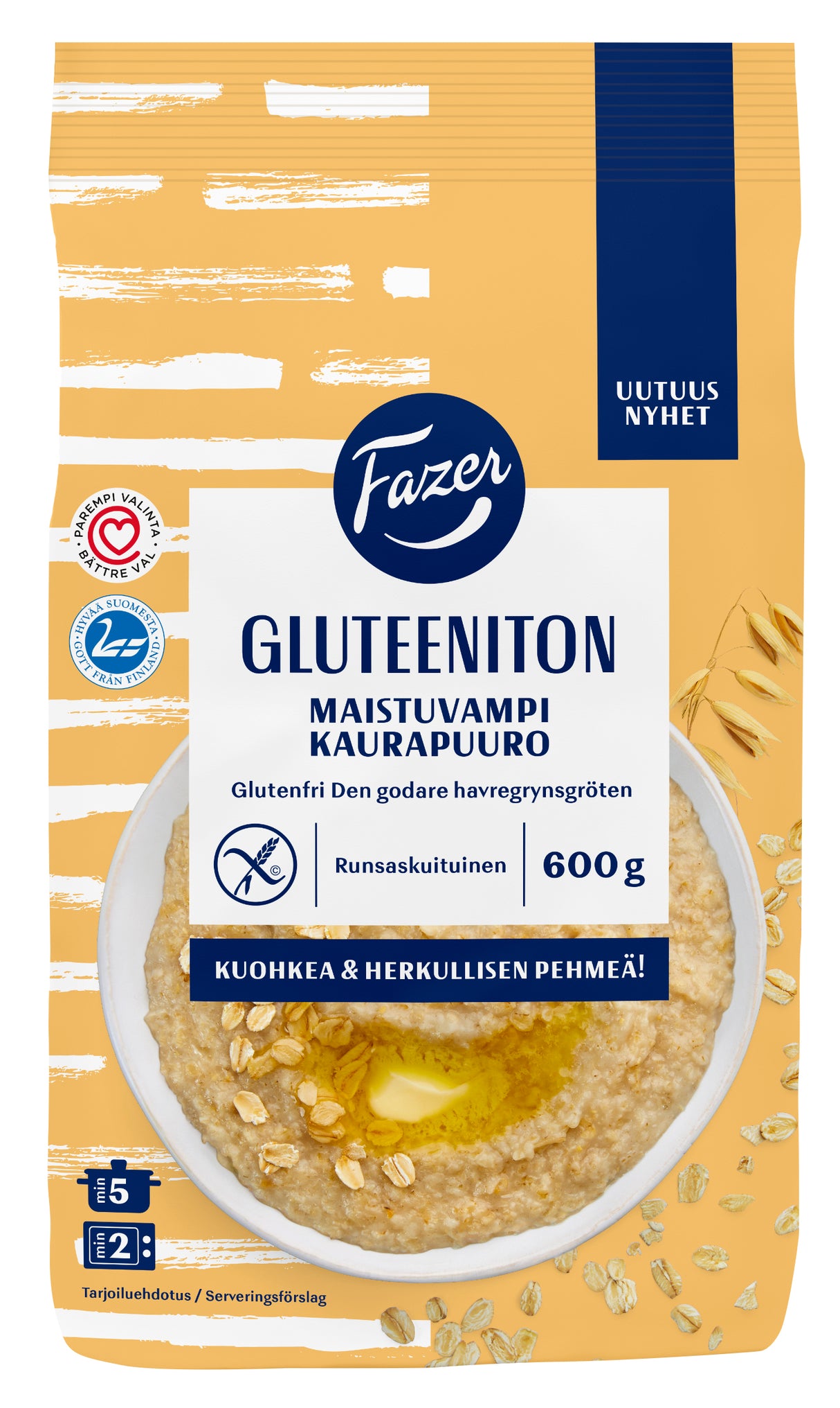 Fazer Gluteeniton Maistuvampi kaurapuuro 600 g