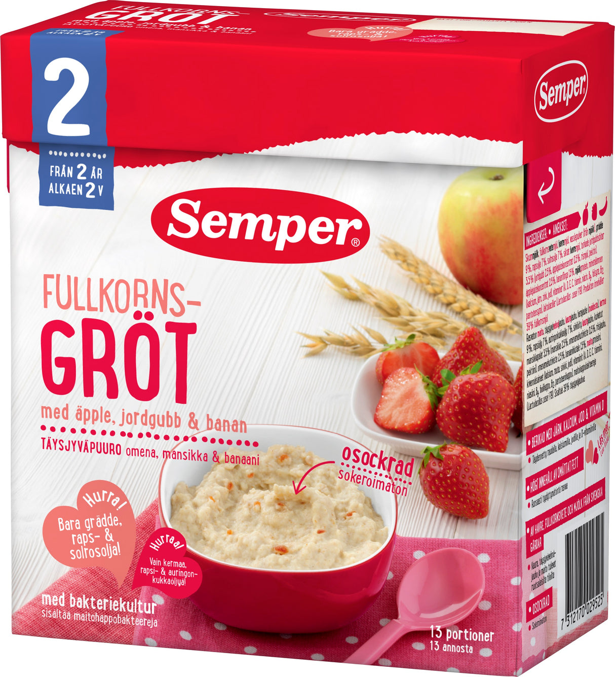 Semper Wholegrain porridge Apple, strawberry & banana porridge powder 470g 2 years and up